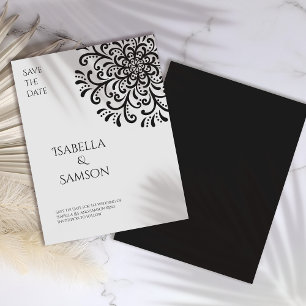 Carte Whimsical Black and White Flourish Enregistrer la