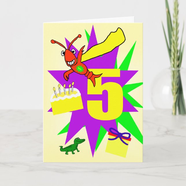 Carte Whimsical Boy 5e anniversaire (Devant)