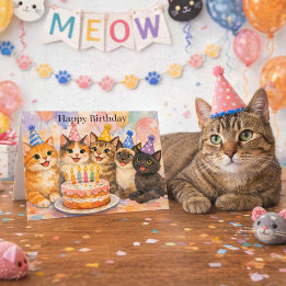 Carte Whimsical Cat Birthday Cute Party Cats Kids
