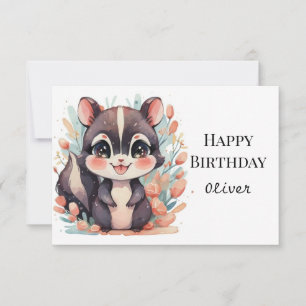 Carte Whimsical Children's Skunk Anniversaire