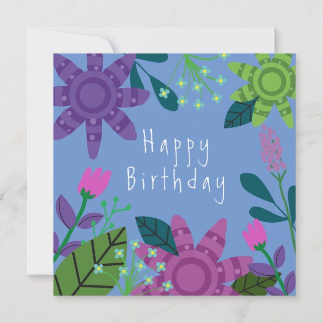 Carte Whimsical colorée Floral Anthday Card (Devant)