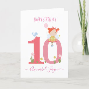 Carte Whimsical Dixième anniversaire fée rose mignon