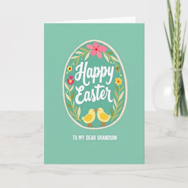 Carte Whimsical Easter Grandson Card (Devant)