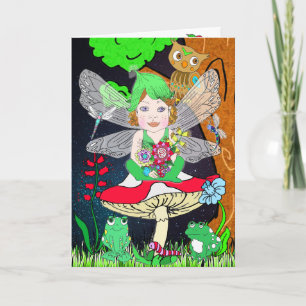 Carte Whimsical Fairy Elf sur Magic Mushroom Anniversair