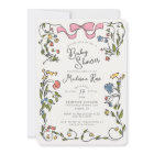 Whimsical Floral fille Doodle Baby shower Invitati