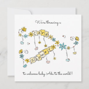 Carte Whimsical Floral New Baby Card Douche