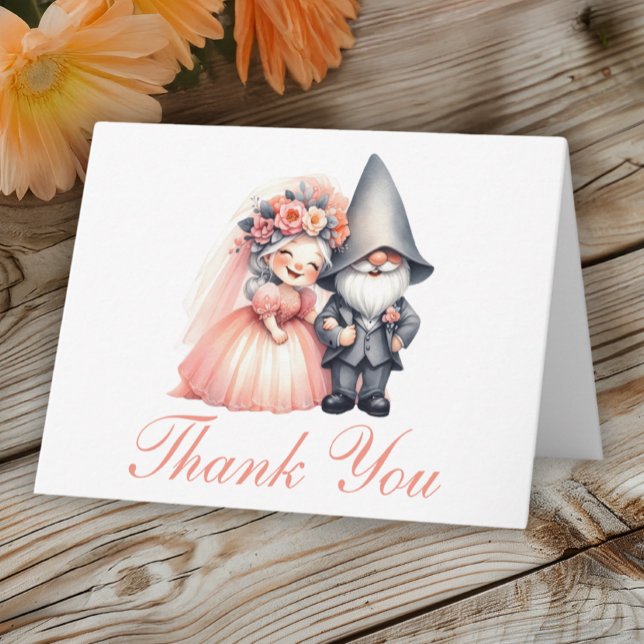 Carte Whimsical Gnome Mariage Merci Orange Woodland (Créateur téléchargé)