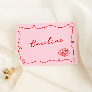Carte Whimsical Hand Drake Pink & Red Place