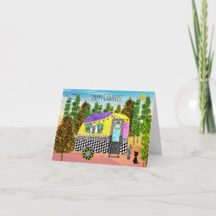 Carte Whimsical Happy Campers Holiday Greeting Card