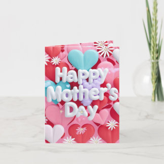 Carte Whimsical Heart & Daisy Mother's Day Card