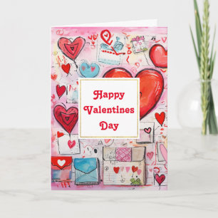 Carte Whimsical Hearts and Love Letters Valentine's Day