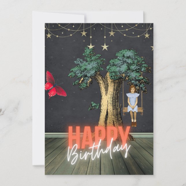 Carte Whimsical Joyeux anniversaire Surreal Altered Art (Devant)