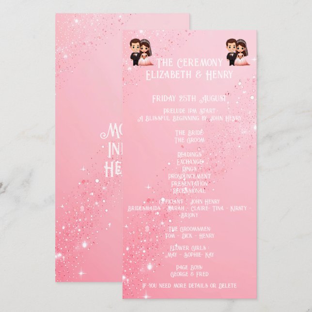 Carte Whimsical Light Mariage scintillants programmé (Devant / Derrière)