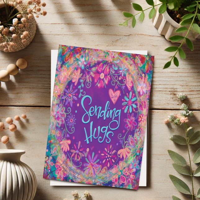 Carte Whimsical Miss You Pretty Floral Inspirivity (Créateur téléchargé)