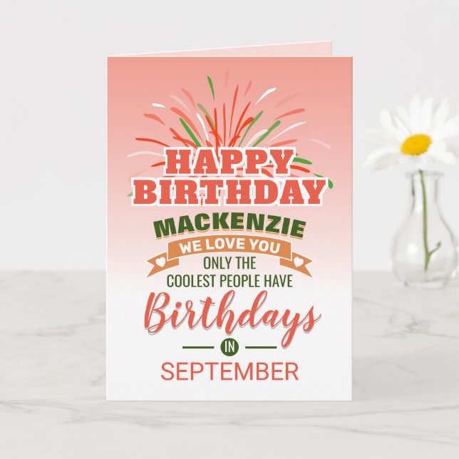 Carte Whimsical Orange et Cool vert feux d'artifice Anni (Petite plante)