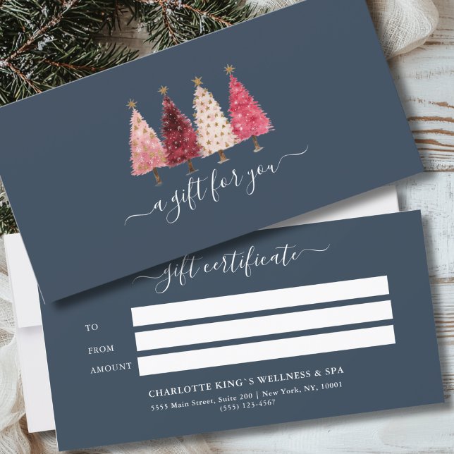 Carte Whimsical Red Pink Navy bleu certificat cadeau (Custom Whimsical Red Pink Navy Blue Business Salon Gift Certificate)