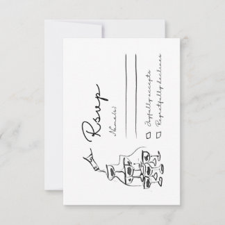 Carte Whimsical RSVP, tour de champagne à main