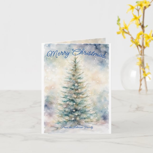 Carte Whimsy d'hiver : Noël d'aquarelle personnalisée (Fleur jaune)