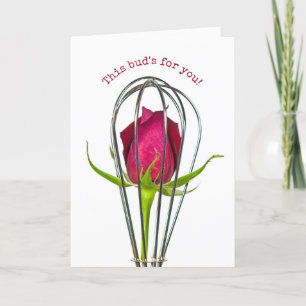 Carte Whisk Rose rouge en fil