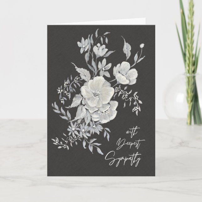 Carte White Anemones Elegant Black & Ivory Floral  (Devant)