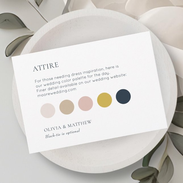 Carte White | Chic Wedding Attire Dress Code Flat Card (Créateur téléchargé)