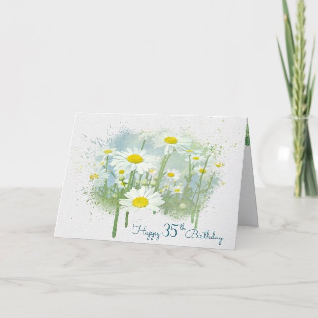 Carte White Daisies 35th Birthday Card (Devant)