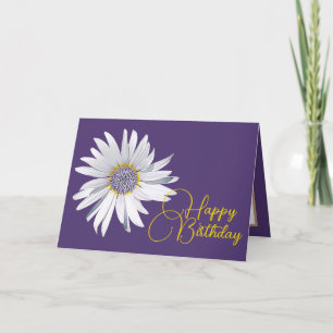 Carte White Daisy Purple Arrière - plan Anniversaire