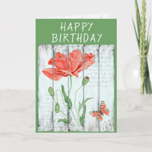 Carte White Fence Red Poppy Inspiration Anniversaire