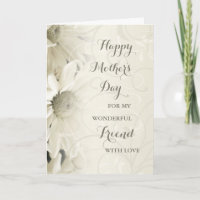 White Floral Friend Happy Mother's Day Card
