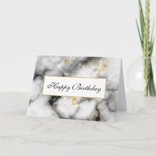 Carte White Gray Marble with Gold Ribbon
