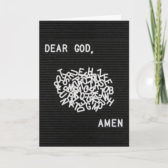 Carte White Jumbled Prayer Letters On Black (Devant)