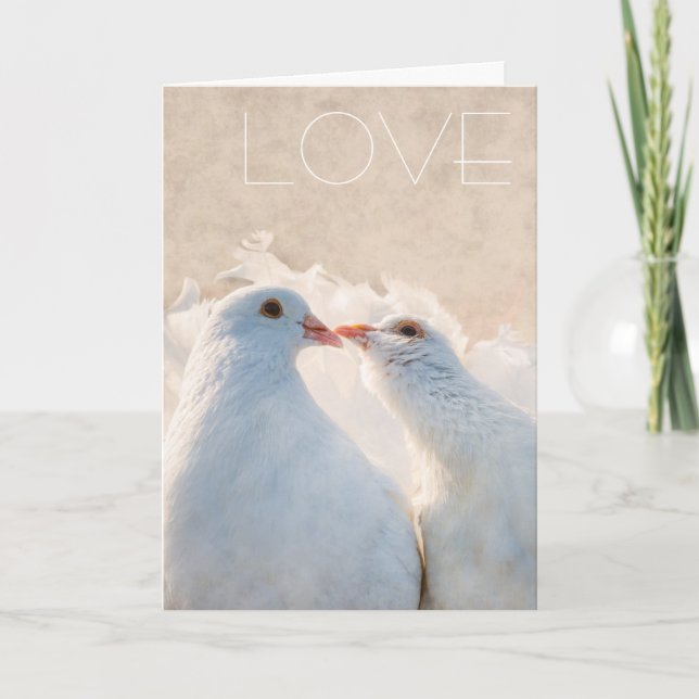 Carte White Kissing Doves - Love personnalisable (Devant)