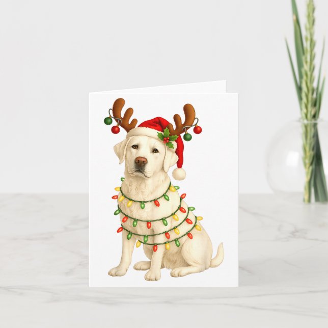 Carte White Lab Christmas Tree Light Pajama Labrador Dog (Devant)