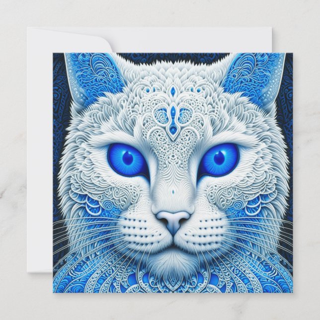Carte White Mystical Cat Ethereal AI Art (Devant)