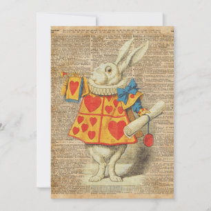 Carte White Rabbit Alice au pays des merveilles Vintage