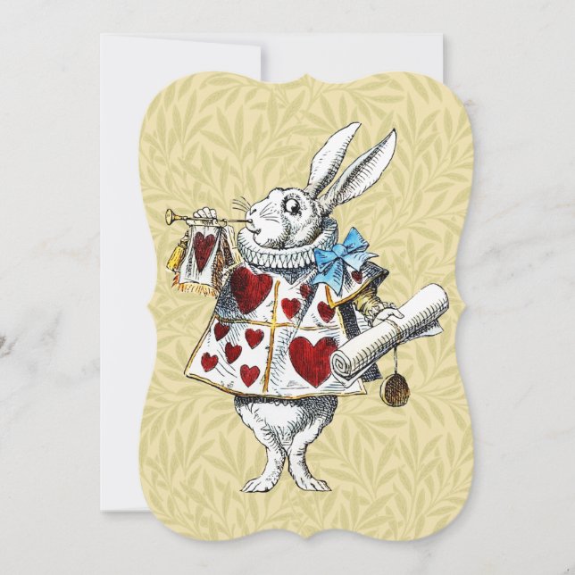 Carte White Rabbit Alice Wonderland Hearts (Devant)