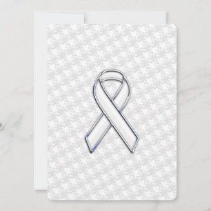 Carte White Ribbon Awareness Applique on Houndstooth