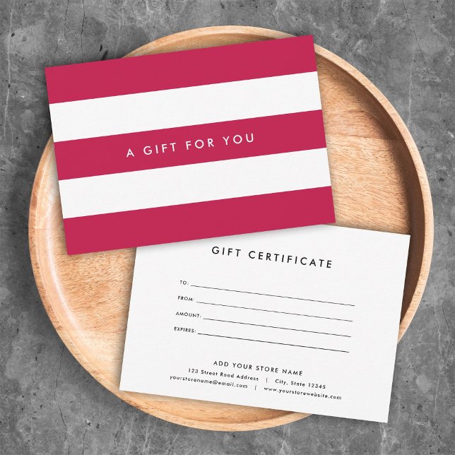 Carte White Stripes & Custom Color Gift Certificate (Créateur téléchargé)