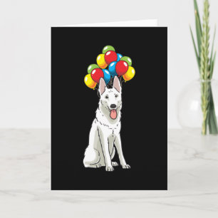 Carte White Swiss Shepherd with Ballons Gift