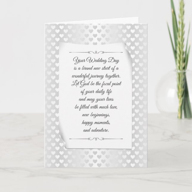 Carte White Wedding Satin Sheen Hearts (Devant)