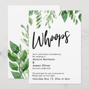 Carte Whoops Mariage reportée de verdure aquarelle