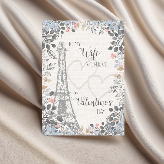 Carte Wife Romantic Valentines Day Eiffel Tower (Créateur téléchargé)
