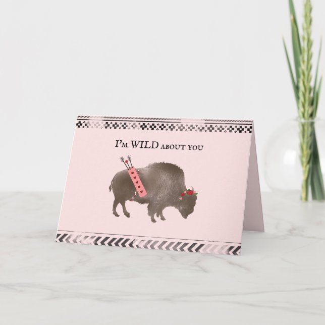 Carte Wild About You Buffalo Bison Cupid Valentine (Devant)