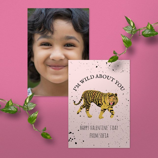 Carte Wild About You Tiger Classroom Photo Valentine (Créateur téléchargé)