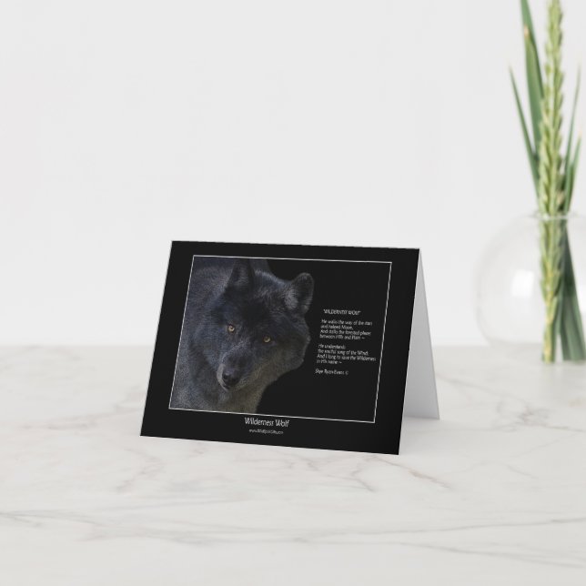 Carte WILDERNESS WOLF Wildlife Art & Poem (Devant)