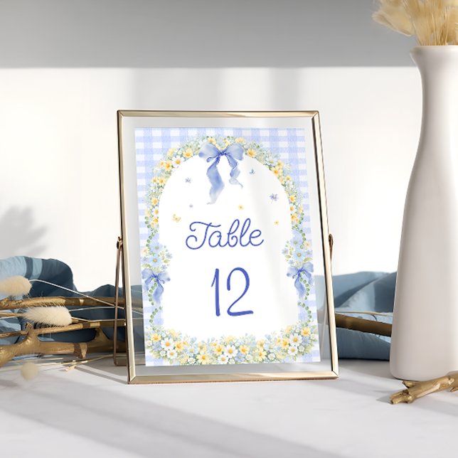 Carte Wildflower Floral Gingham Table Number (Créateur téléchargé)