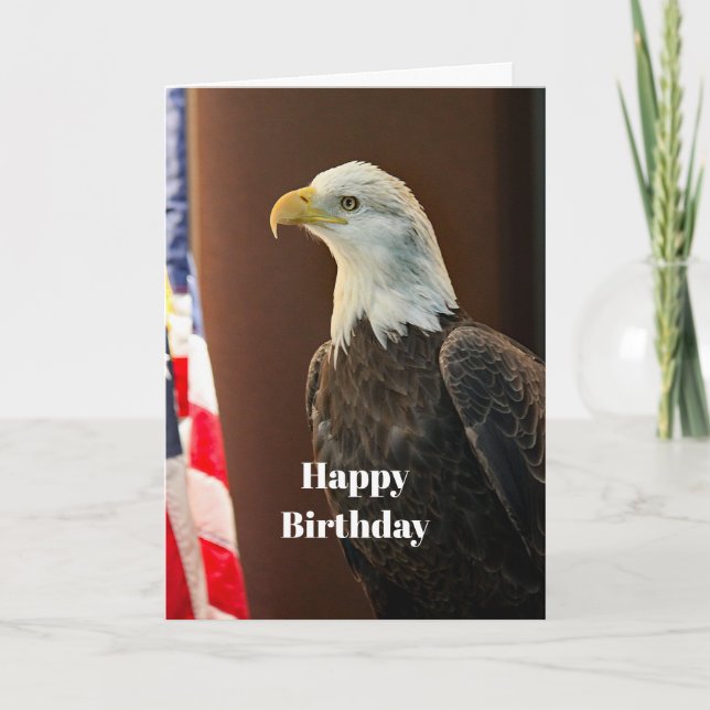 Carte Wildlife Bald Eagle American Flag Photo Anniversai (Devant)