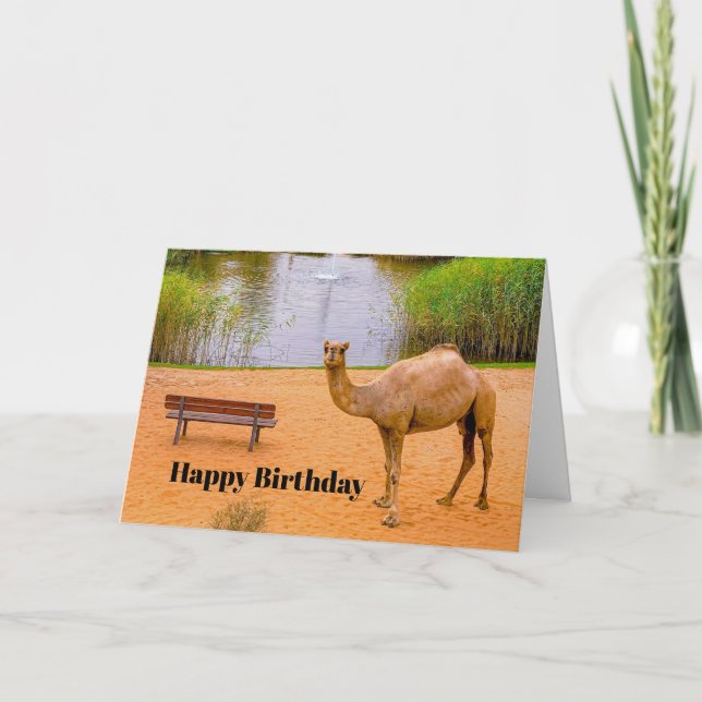Carte Wildlife Camel Oasis Photo Anniversaire (Devant)