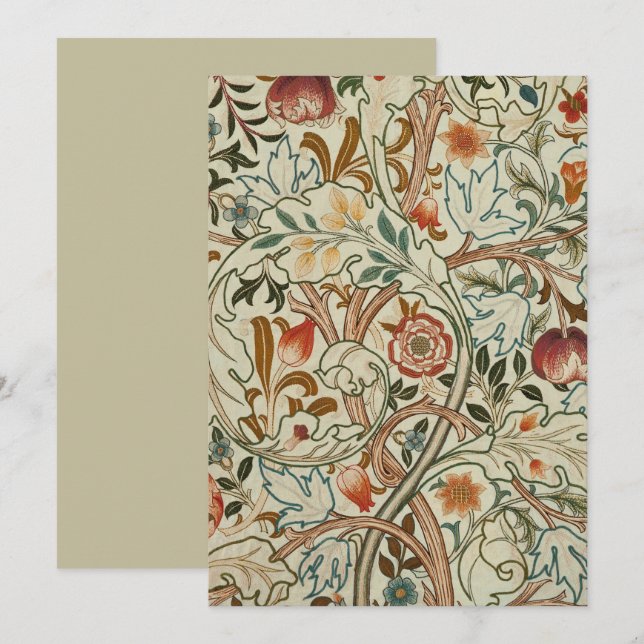 Carte William Morris Acanthus Broderie Motif Floral (Devant / Derrière)