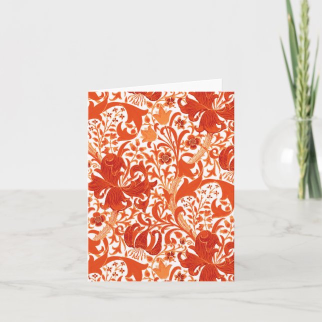 Carte William Morris Iris et Lily, Mandarin Orange (Devant)